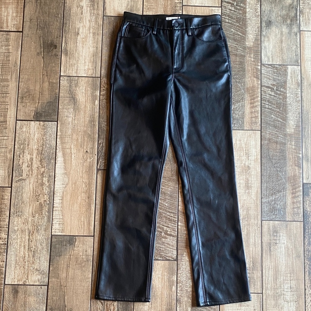 Good American Black Faux Leather Trousers